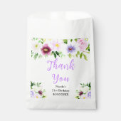 Purple Flowers Birthday Thank You フェイバーバッグ (正面)