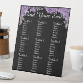 Purple Flowers Black Find Your Seat Wedding 台座サイン (インサイチュ)