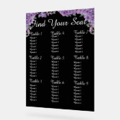 Purple Flowers Black Find Your Seat Wedding Seatin アクリルサイン (傾斜)