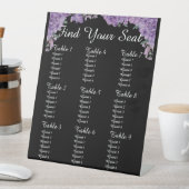 Purple Flowers Black Find Your Seat Wedding Seatin 台座サイン (インサイチュ)