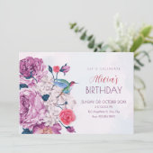 Purple flowers bloom birthday 招待状 (スタンド正面)