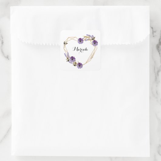 purple flowers blooming in the garden スクエアシール (バッグ)