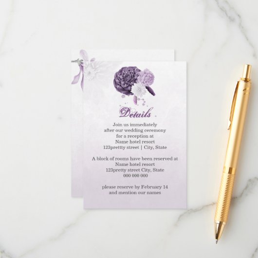 purple flowers botanical  details エンクロージャーカード (正面/裏面インサイチュ)