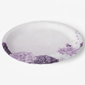 purple flowers botanical wedding ペーパープレート (アングル)