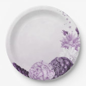 purple flowers botanical wedding ペーパープレート (正面)