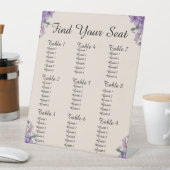 Purple Flowers Cream Find Your Seat Wedding  台座サイン (インサイチュ)