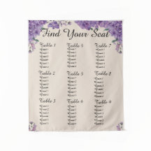 Purple Flowers Cream Find Your Seat Wedding Seatin