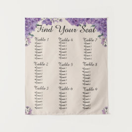 Purple Flowers Cream Find Your Seat Wedding Seatin タペストリー
