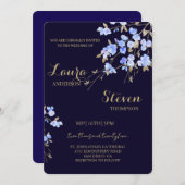 Purple Flowers Decoration Wedding Invitation 招待状 (正面/裏面)