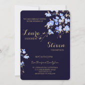 Purple Flowers Decoration Wedding Invitation 招待状 (正面)