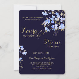 Purple Flowers Decoration Wedding Invitation 招待状