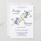 Purple Flowers Decoration Wedding Invitation 招待状 (正面)