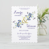 Purple Flowers Decoration Wedding Invitation 招待状 (スタンド正面)