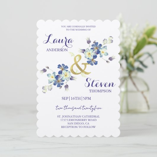 Purple Flowers Decoration Wedding Invitation 招待状 (スタンド正面)