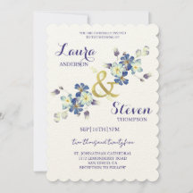 Purple Flowers Decoration Wedding Invitation