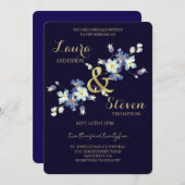 Purple Flowers Decoration Wedding Invitation 招待状 (正面/裏面)