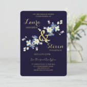 Purple Flowers Decoration Wedding Invitation 招待状 (スタンド正面)