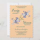 Purple Flowers Decoration Wedding Invitation 招待状 (正面)