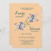 Purple Flowers Decoration Wedding Invitation 招待状 (正面/裏面)