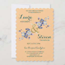 Purple Flowers Decoration Wedding Invitation 招待状