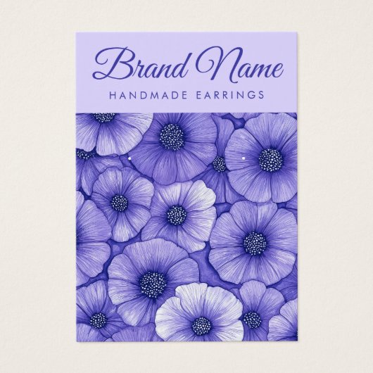 Purple flowers floral pattern earring display card (正面)
