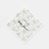 Purple Flowers Gold Stars Moons Baby Shower スタンダードランチョンナプキン (角)
