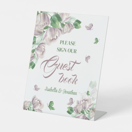 purple flowers greenery butterflies tabletop 台座サイン (正面)