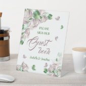 purple flowers greenery butterflies tabletop 台座サイン (インサイチュ)