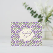 Purple Flowers Illustrated Botanical Pattern ポストカード (スタンド正面)