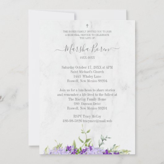 Purple Flowers in Loving Memory for Funeral (裏面)