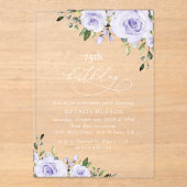 Purple Flowers, Lilac Flowers, Boho, Birthday アクリル招待状 (正面)