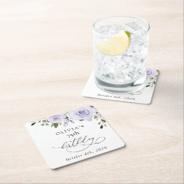 Purple Flowers, Lilac Flowers, Boho, Birthday スクエアペーパーコースター