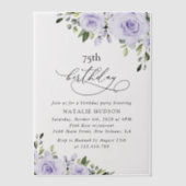 Purple Flowers, Lilac Flowers, Boho, Birthday ベラム紙招待状 (正面)