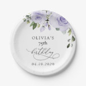 Purple Flowers, Lilac Flowers, Boho, Birthday ペーパープレート (正面)