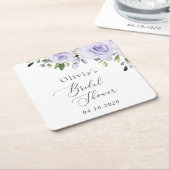 Purple Flowers, Lilac Flowers, Boho, Bridal Shower スクエアペーパーコースター (アングル)