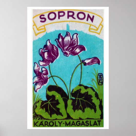 Purple Flowers Matchbox Art Print, Hungarian ポスター (正面)