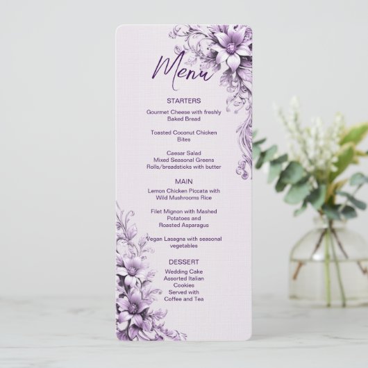 Purple Flowers Menu メニュー (スタンド正面)