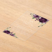 Purple Flowers, Plum Flowers, Boho, Birthday アクリル招待状 (レイダウン)