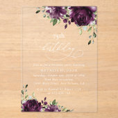 Purple Flowers, Plum Flowers, Boho, Birthday アクリル招待状 (正面)