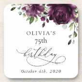 Purple Flowers, Plum Flowers, Boho, Birthday コースター (正面)