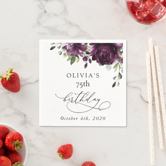 Purple Flowers, Plum Flowers, Boho, Birthday スタンダードカクテルナプキン (インサイチュ)