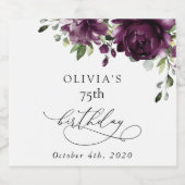 Purple Flowers, Plum Flowers, Boho, Birthday スパークリングワインラベル (シングルラベル)