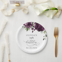 Purple Flowers, Plum Flowers, Boho, Birthday ペーパープレート