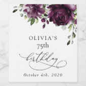 Purple Flowers, Plum Flowers, Boho, Birthday ワインラベル (シングルラベル)