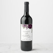 Purple Flowers, Plum Flowers, Boho, Birthday ワインラベル (正面)