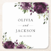 Purple Flowers, Plum Flowers, Boho, Floral Wedding スクエアペーパーコースター (正面)