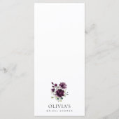 Purple Flowers, Plum Flowers, Bridal Shower Menu メニュー (裏面)
