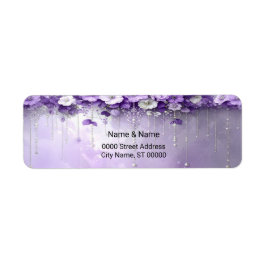 Purple Flowers Return Address Label ラベル