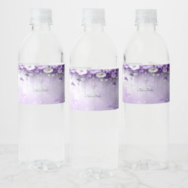 Purple Flowers Water Bottle Label ペットボトルラベル
