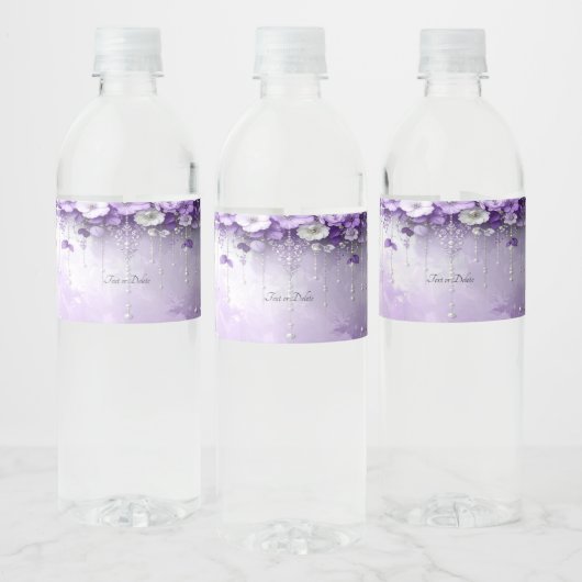 Purple Flowers Water Bottle Label ペットボトルラベル (ボトル)